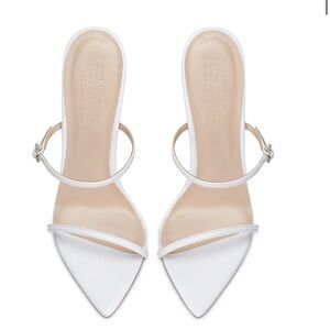FEMME White Pointed-Toe Slingback Heels